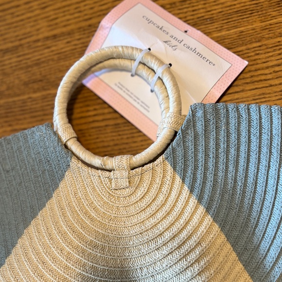 cupcakes & cashmere Kids Two-Tone Woven Bag in Blue and Cream - Picture 5 of 7